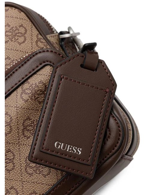 Guess Brown Sacoche À Imprimé Monogrammé Et Plaque Logo for men