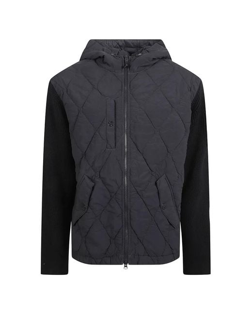 Stone Island Blue Hooded Quilted Puffer Jacket for men