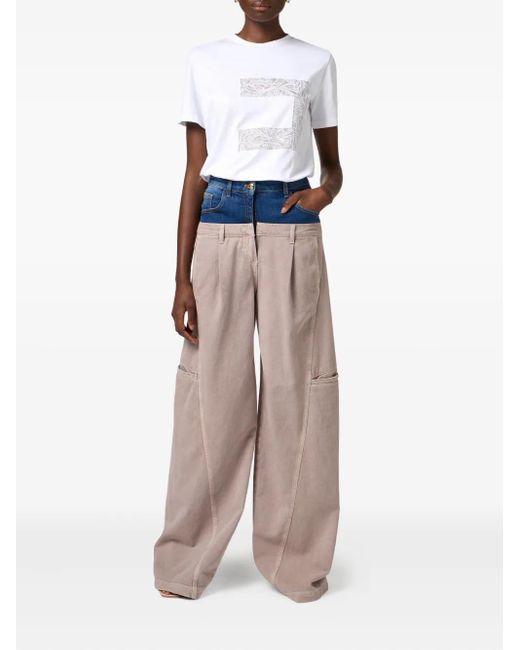 Elisabetta Franchi Natural Denim-Peplum Cargo Trousers