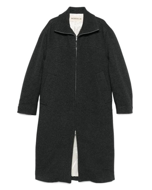 Mordecai Black Zip-Front Patch-Pocket Coat for men