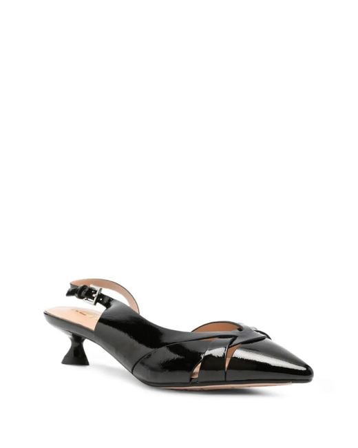 Keys White Crossover-Strap Slingback Pumps