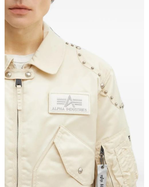 Alpha Industries Natural X Thug Club Stud-Embellished Patch Jacket for men