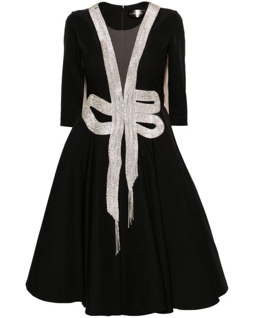 Loulou Black Crystal-embellished V-neck Midi Dress