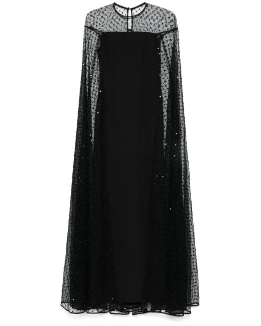 Nissa Black Sequin-Embellished Gown