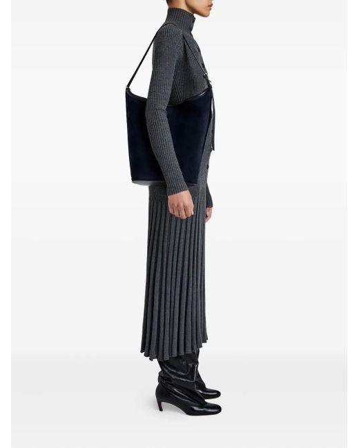 Proenza Schouler Blue Bucket-Shape Suede-Leather Tote Bag
