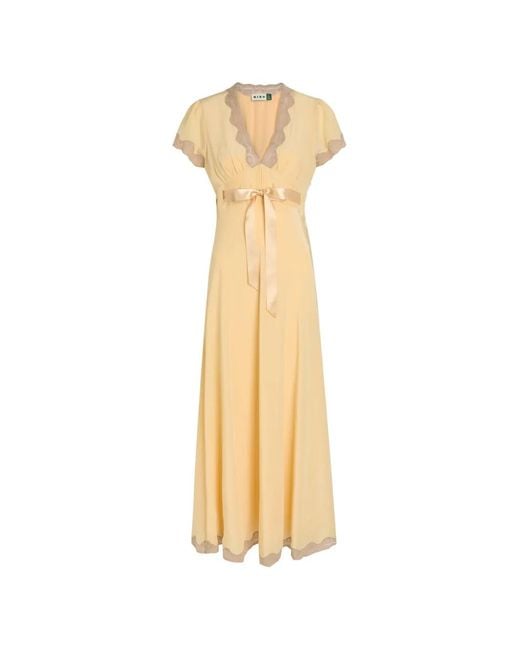 Rixo Metallic Marlice Lace-Trimmed Bow-Detail Midi Dress