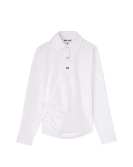 Ganni White Polo Shirt