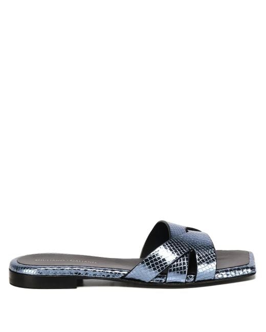 Giuliano Galiano Blue Leather Slides