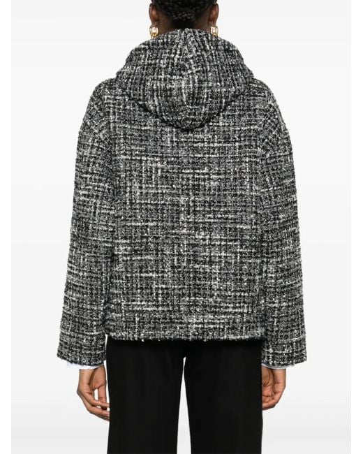 Valentino Garavani Black Hooded Tweed Jacket