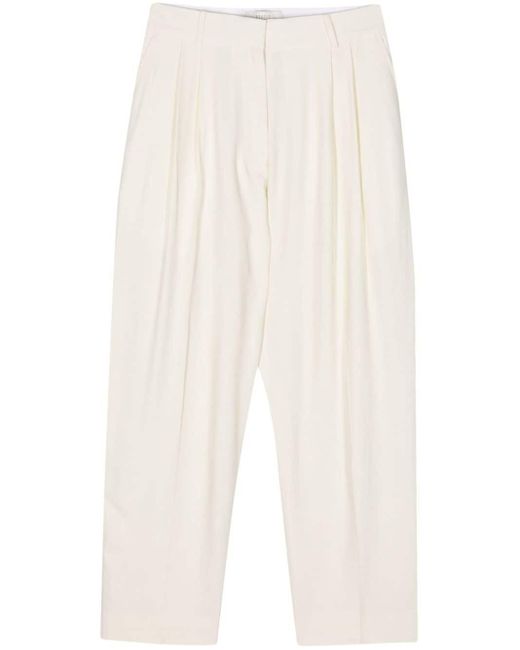 Studio Nicholson White Pleated Wide-leg Trousers