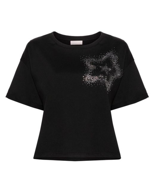 Camiseta con apliques de strass Liu Jo de color Black
