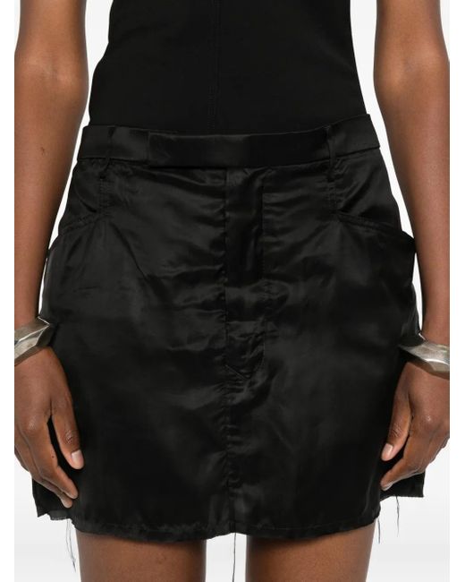 Rick Owens Black Frayed Pocket Mini Skirt