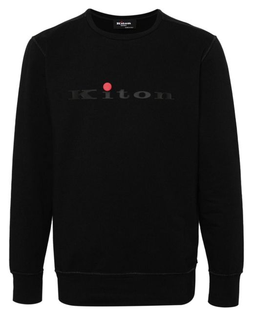 Kiton Black Rubberized-logo Sweatshirt for men