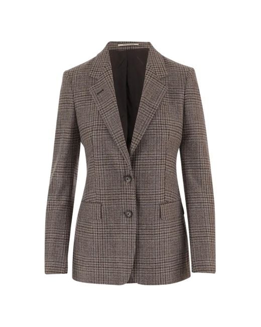 Tagliatore Brown Houndstooth-Pattern Single-Breasted Blazer