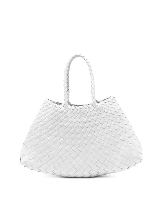 Bolso shopper tejido de piel Dragon Diffusion de color White