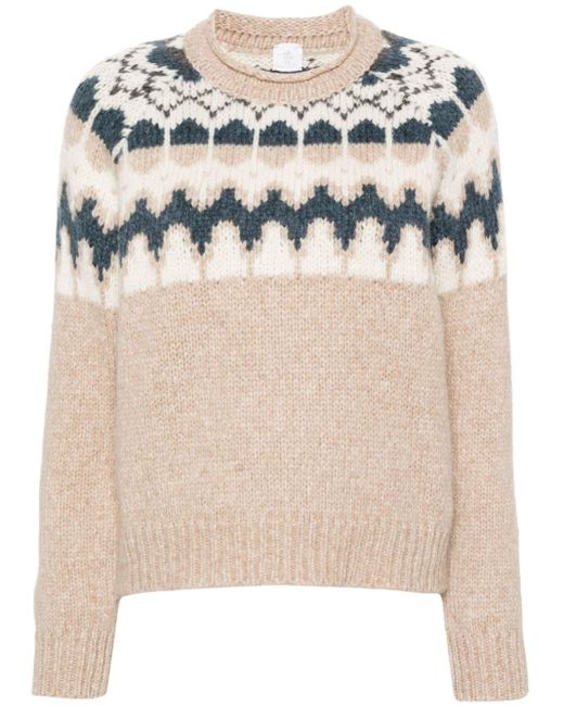 Eleventy Natural Intarsia-pattern Knitted Jumper
