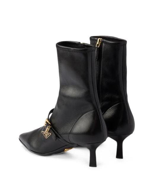 Prada Black Stretch Nappa Leather Booties