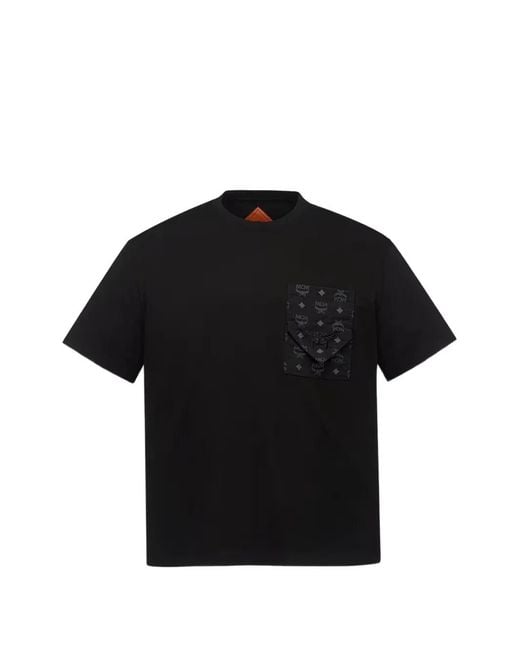 MCM Black Visetos-Print Pocket T-Shirt