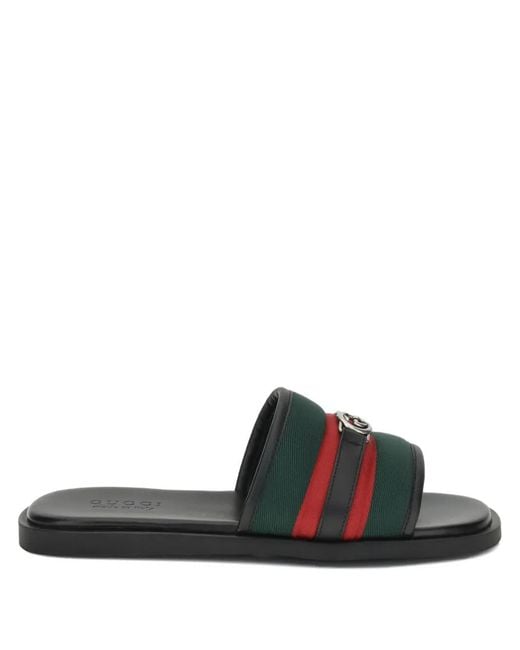 Gucci Black Interlocking G Web-Stripe Sandals for men