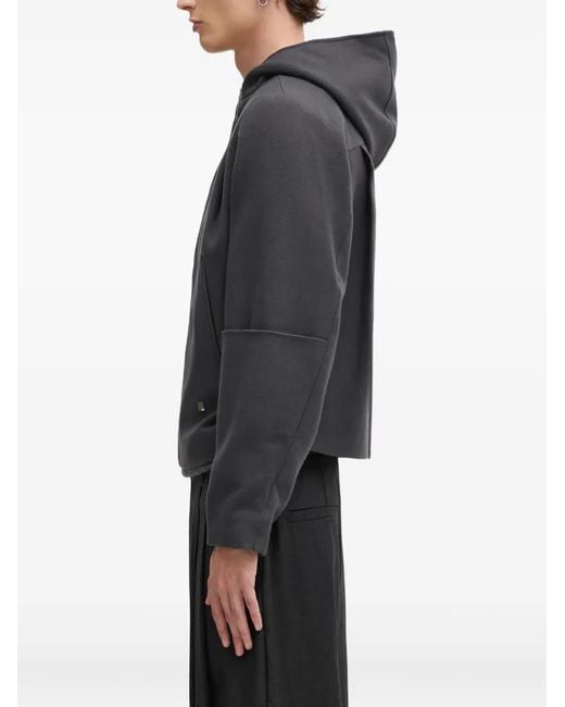 Adererror Gray Hooded Zip Jacket for men