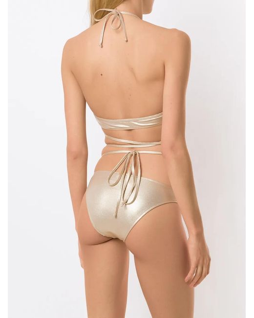 Adriana Degreas White Tie-Fastening Metallic Bikini Set