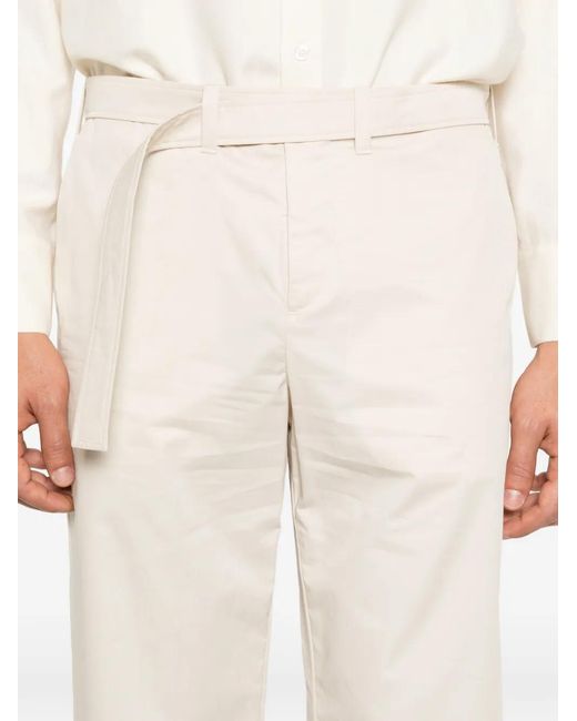 Rier White Belted Suit Trousers for men