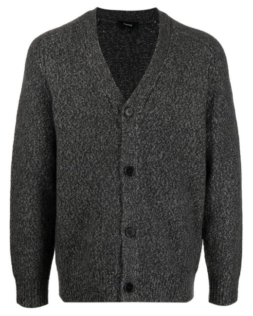 Theory Chunky-knit Cardigan in Gray for Men | Lyst