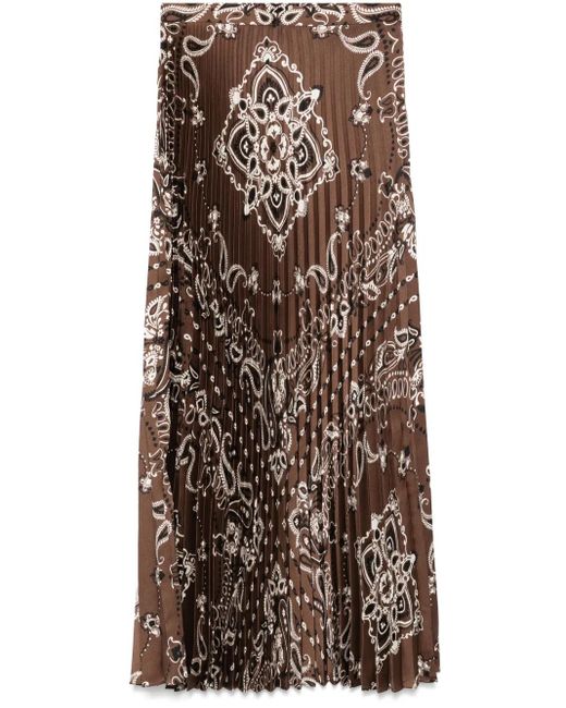 Sandro Brown Pleated Maxi Skirt