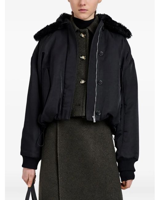 Proenza Schouler Black Vadra Padded Bomber Jacket