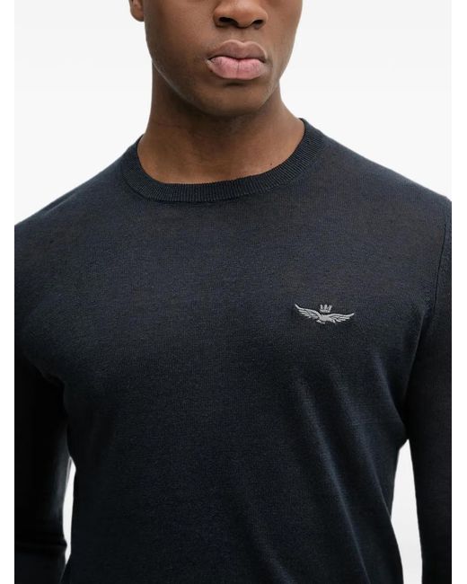 Aeronautica Militare Blue Logo-Embroidered T-Shirt for men