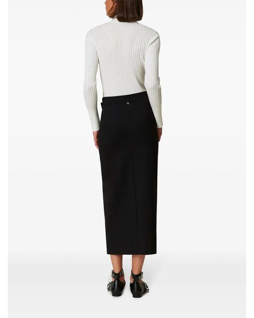 Twinset Black Asymmetric Long Skirt