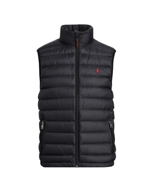 Polo Ralph Lauren Black Logo-Embroidered Padded Gilet for men