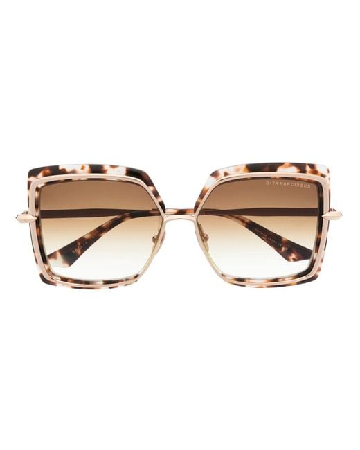 Dita Eyewear Brown Tortoiseshell Square-Frame Sunglasses
