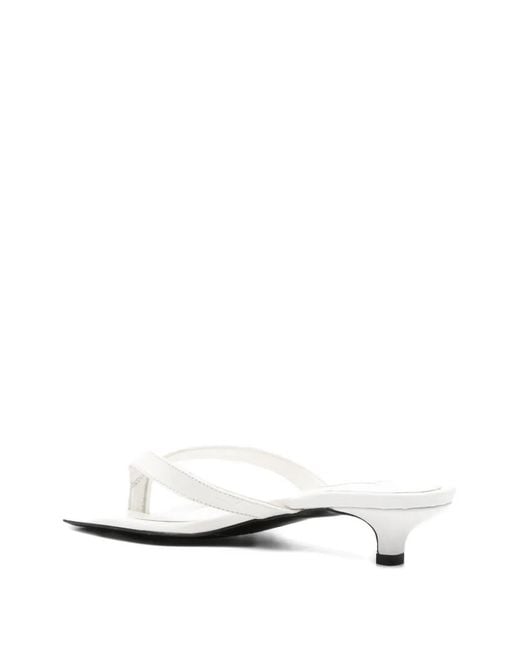 Totême White Croco-Embossed Heeled Flip Flops