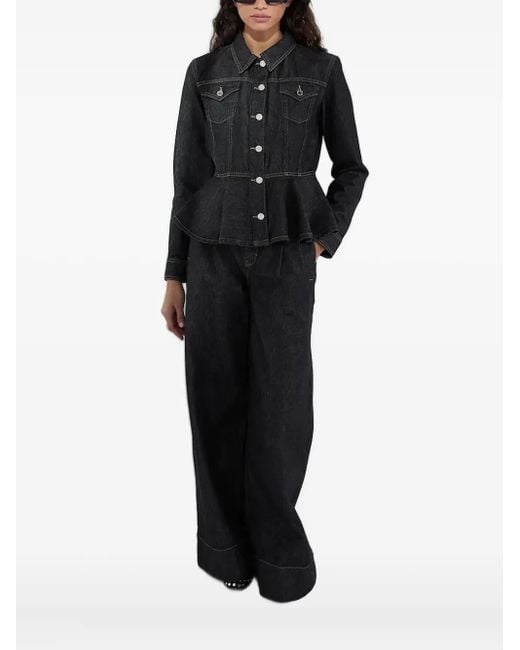 Karl Lagerfeld Black Peplum Denim Jacket
