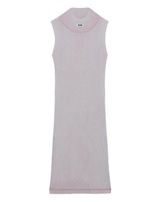 Gcds Gray Rib-Knit Midii Dress