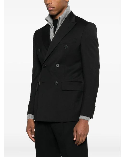 Amaranto Black Double-Breasted Blazer for men