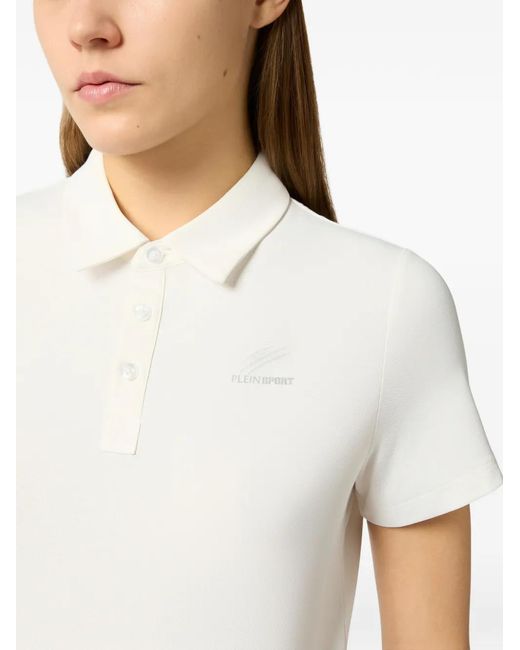 Philipp Plein White Polo À Logo Imprimé