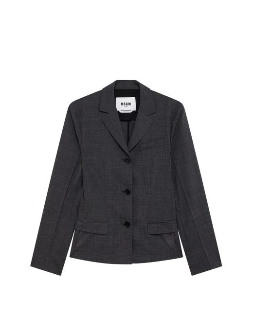 MSGM Black Single-Breasted Blazer