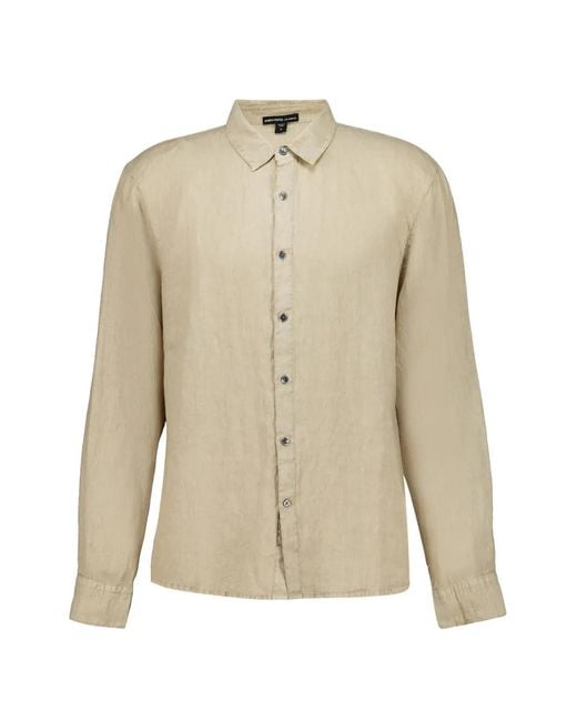 James Perse Natural Long-Sleeve Linen Shirt for men