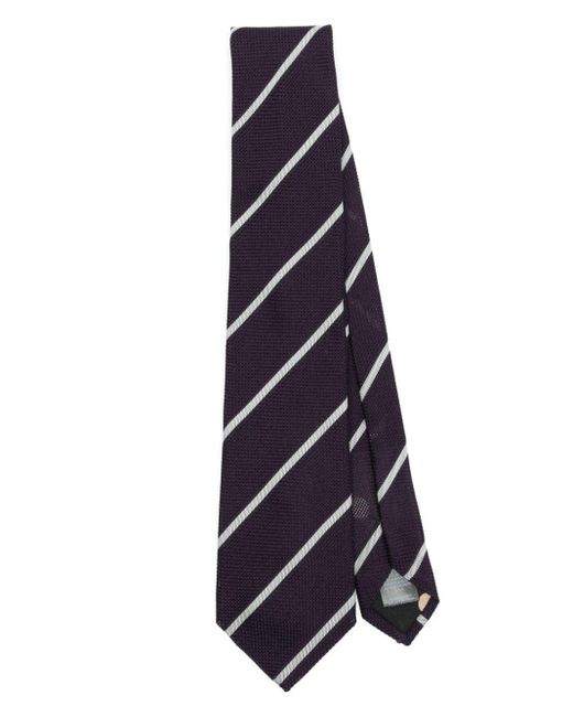 Paul Smith Blue Diagonal Stripe Silk Necktie for men