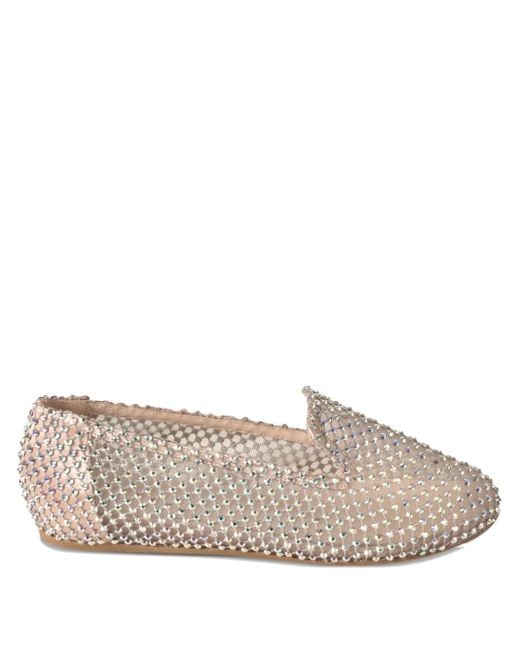 Le Silla Gray Gilda Crystal-Embellished Mesh Ballet Flats