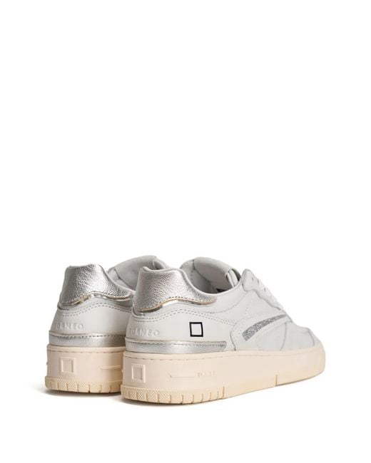 Date White Perforated Glitter Sneakers