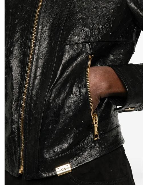 Elisabetta Franchi Black Zip Textured Jacket
