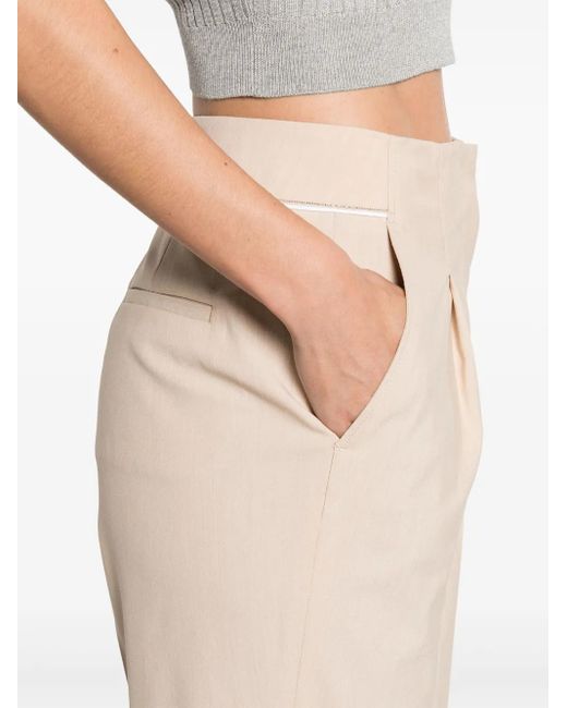 Peserico Natural Chain-Detail Tapered-Leg Trousers