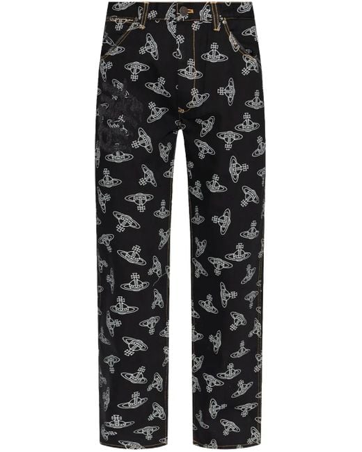 Jean Droit À Imprimé Orb Vivienne Westwood pour homme en coloris Black