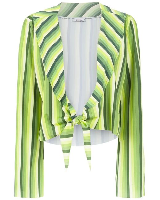 Amir Slama Green Striped Cropped Top