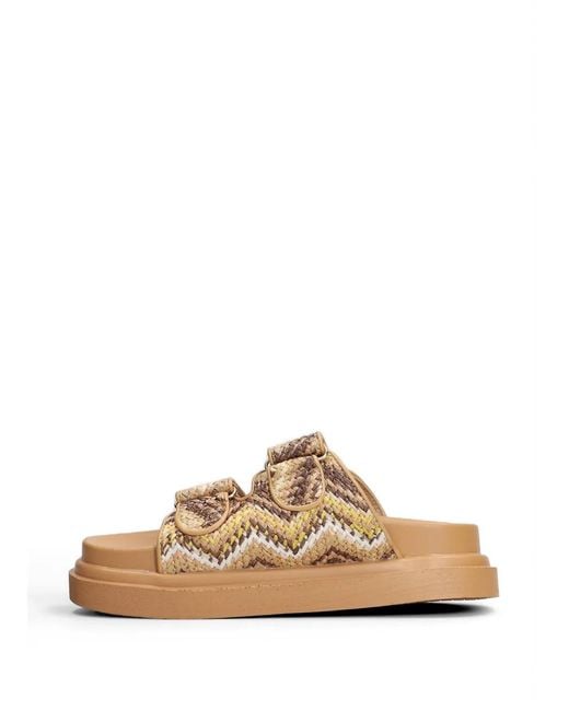 Marc Ellis Natural Calipso 002 Touch-Strap Flat Sandals