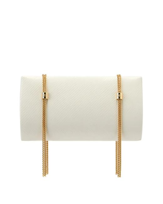 Elisabetta Franchi White Ophidia Shoulder Bag With Python Texture