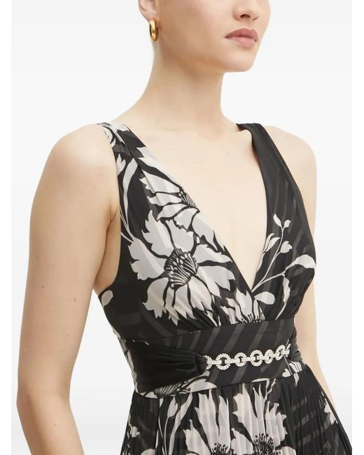 strapless open back dress Big Floral Print Mul Cotton Front Pleated Dress main image 1